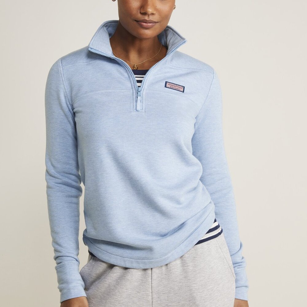 Vineyard Vines | Blue Zip Up Sweater with Stand-Up Collar Dreamcloth® Shep Shirt